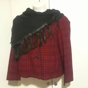 Talbots Red and Black Plaid Blazer